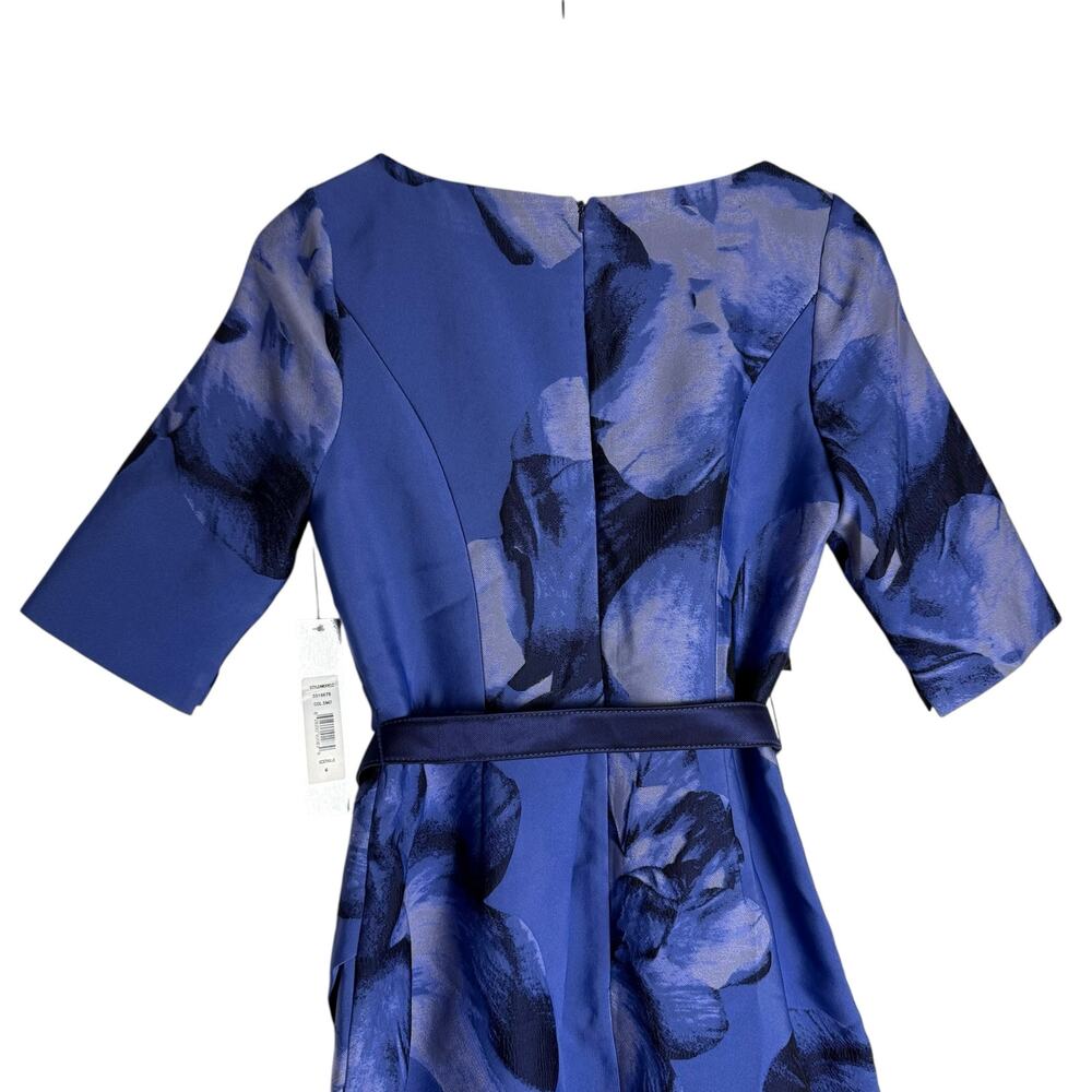 Kay Unger Octavia Blue Floral Print Organza Asymmetric Formal Formal Maxi Gown 6 - Picture 13 of 16